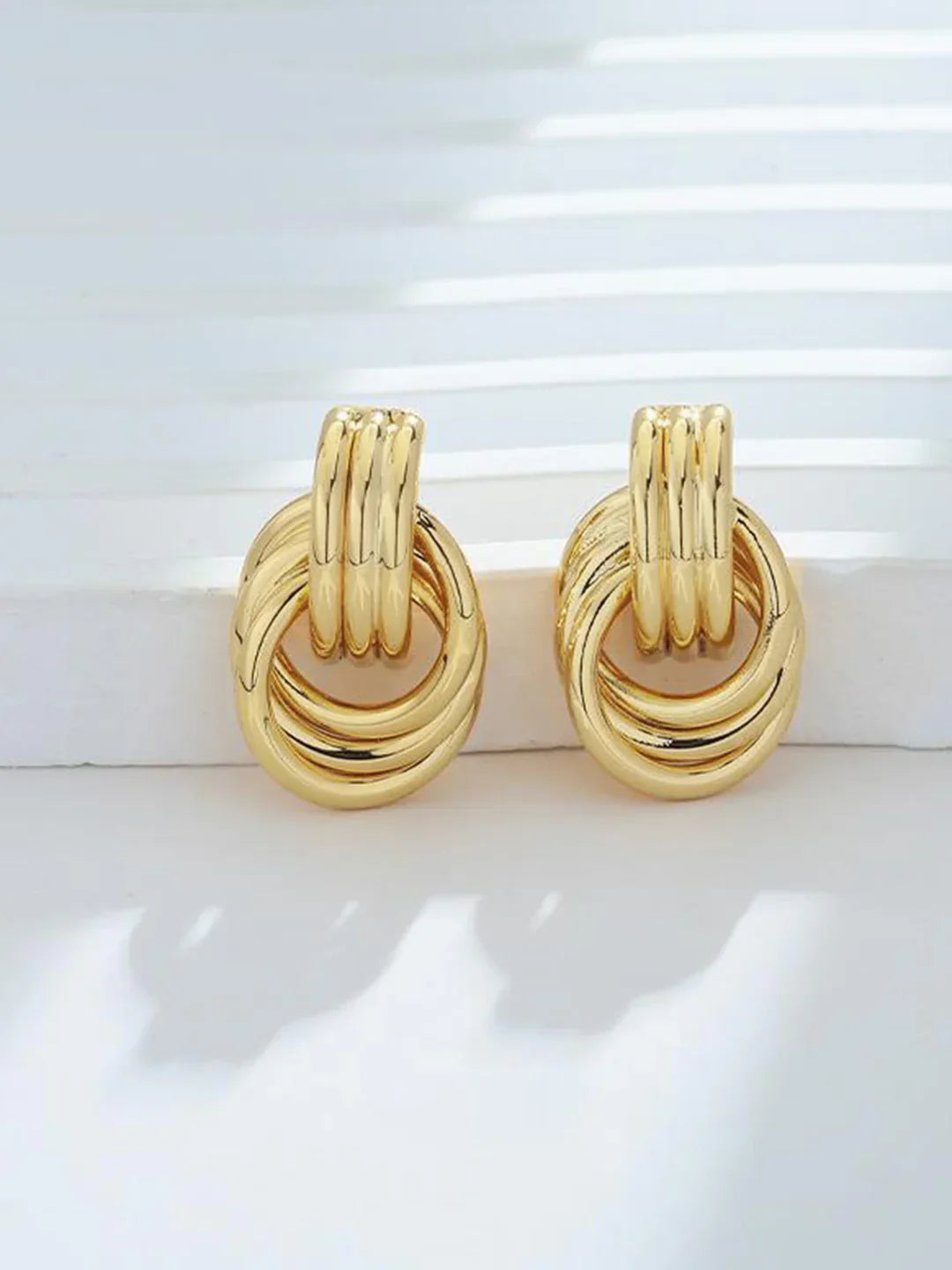 Gold Tone Twist Stud Earrings - LA FEMME WANDERER