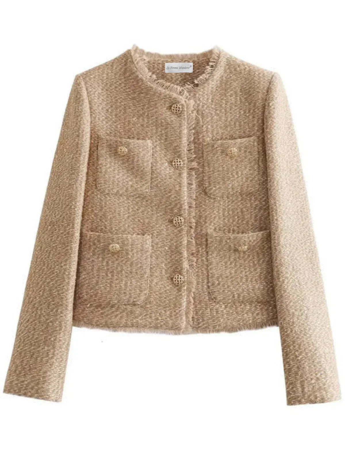 Round Neck Single-breasted Long Sleeve Woolen Coat - LA FEMME WANDERER