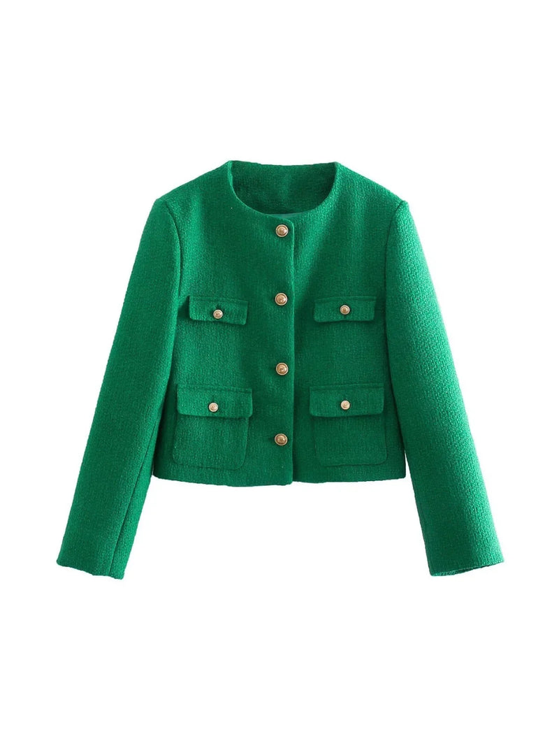 Classic Style Elegant Green Cardigan