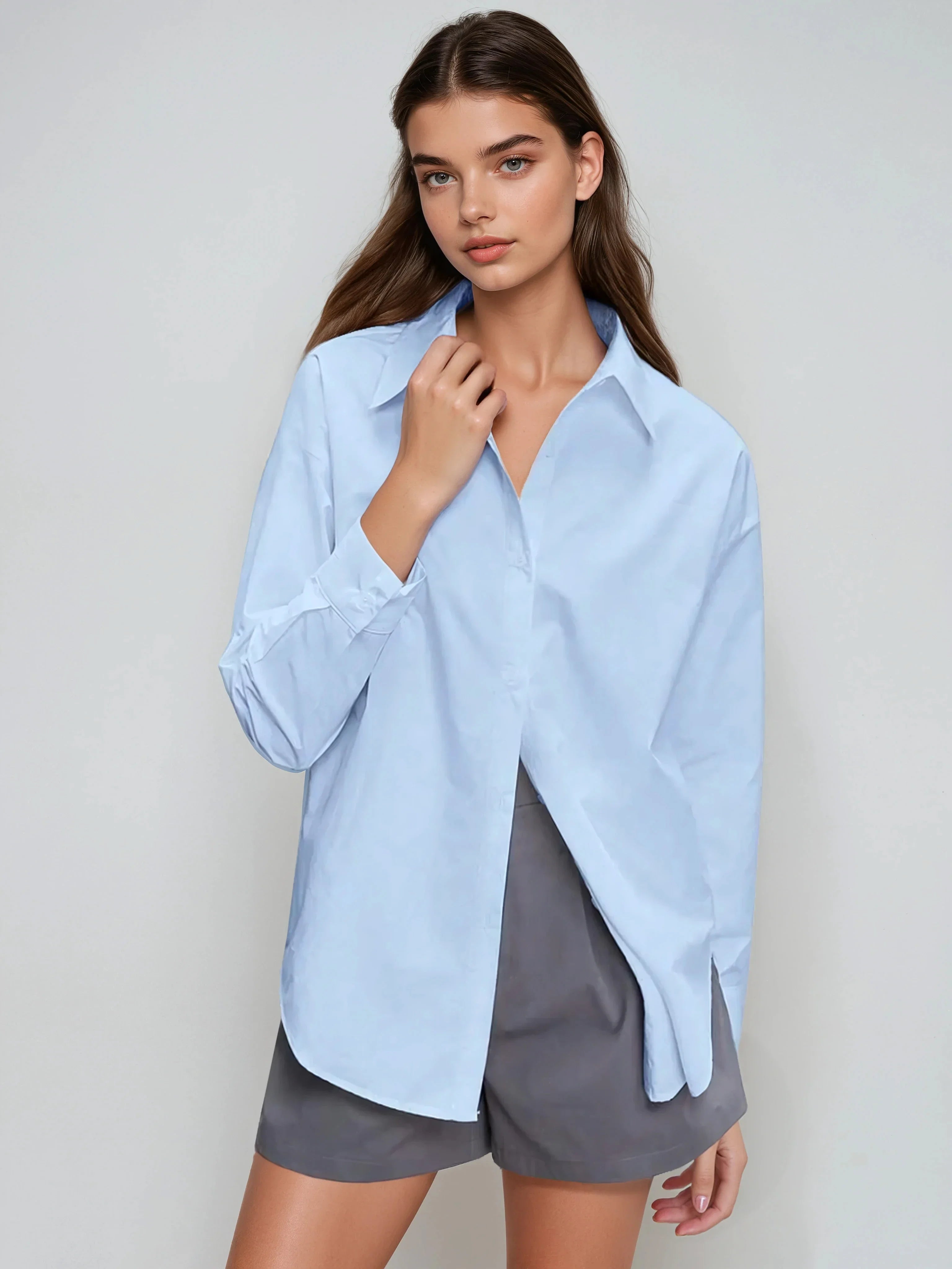 Button-up Shirt For Effortless Office Wear - LA FEMME WANDERER