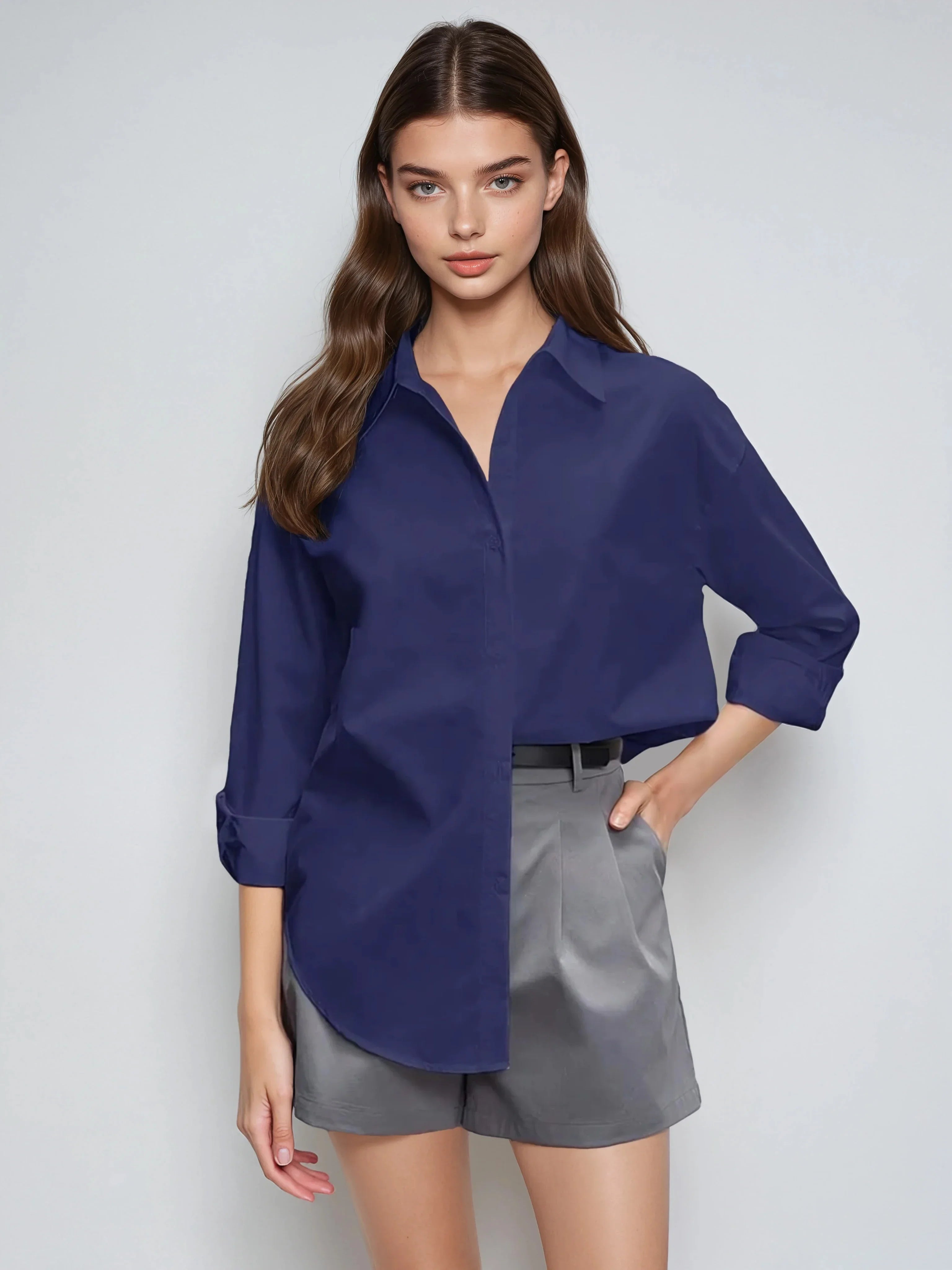 Button-up Shirt For Effortless Office Wear - LA FEMME WANDERER