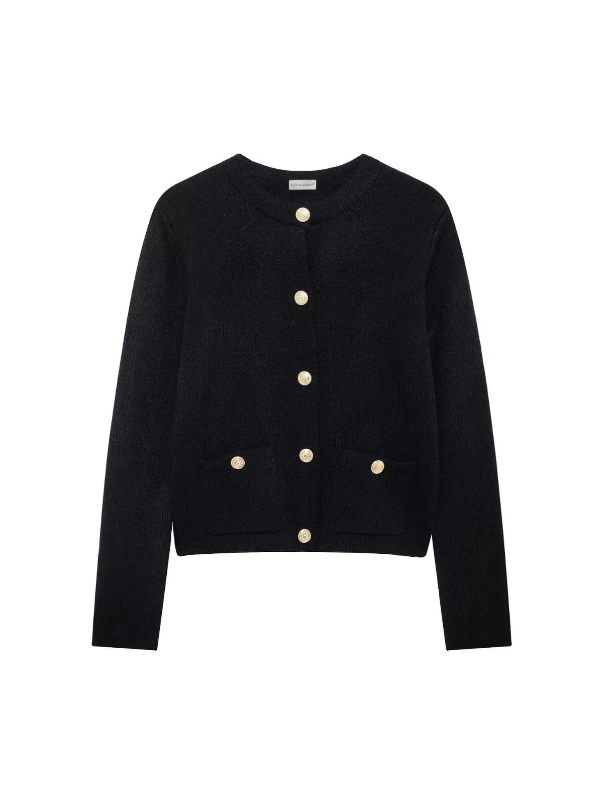 Gold Decorated Row Button Short Knitted Cardigan - LA FEMME WANDERER