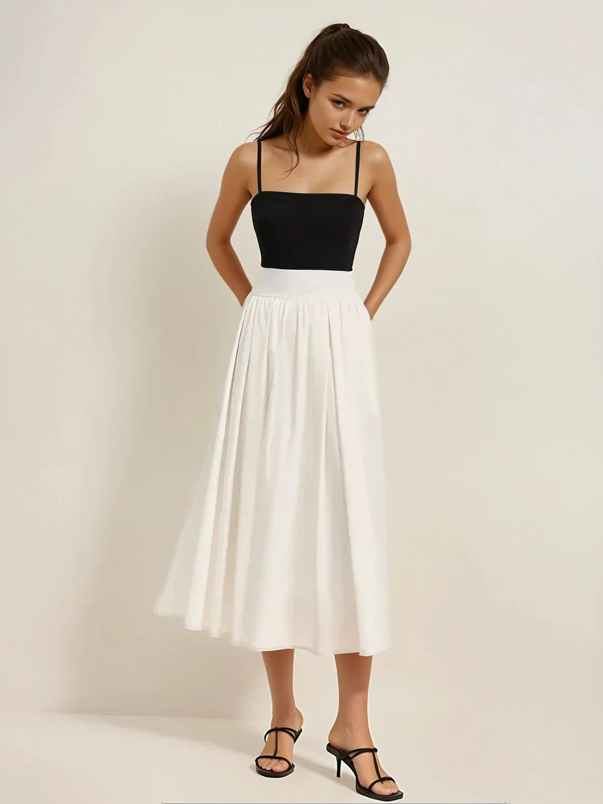 Casual Slim Fit High Waist Pleated Skirt - LA FEMME WANDERER