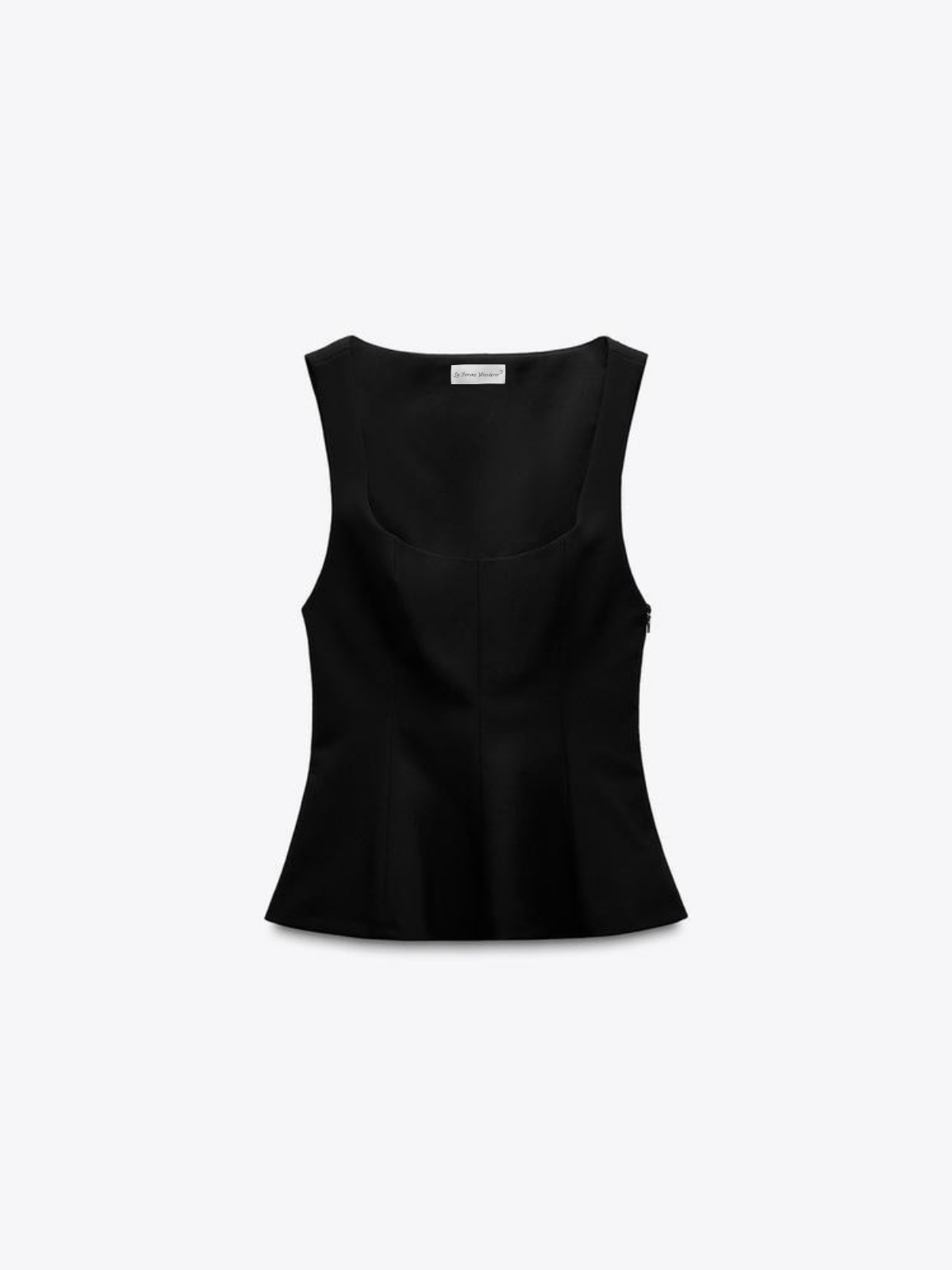 Slim-fit Square Collar Sleeveless Peplum Top - LA FEMME WANDERER