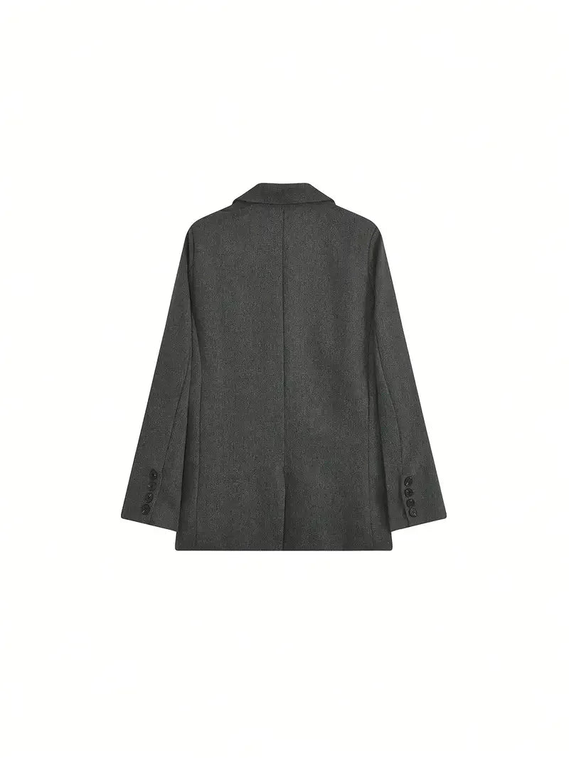 Chic Retro Herringbone Fleece-Blend Blazer - LA FEMME WANDERER