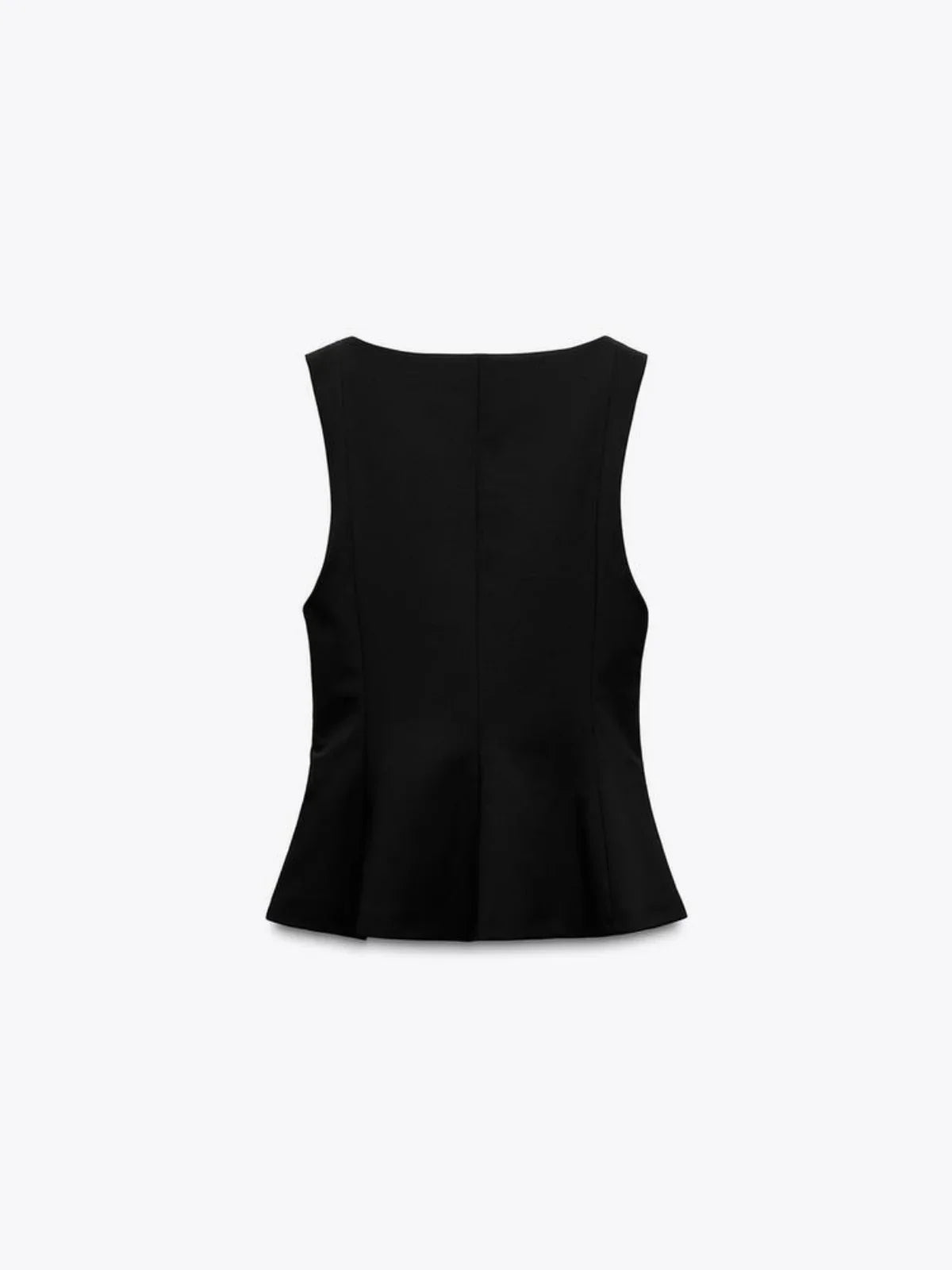 Slim-fit Square Collar Sleeveless Peplum Top - LA FEMME WANDERER
