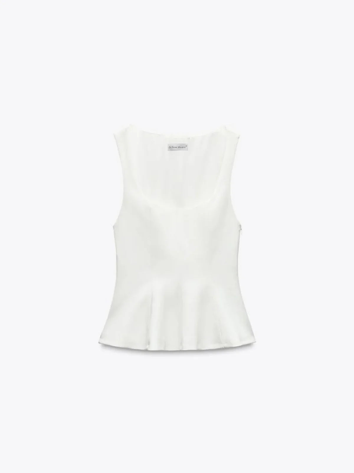 Slim-fit Square Collar Sleeveless Peplum Top - LA FEMME WANDERER