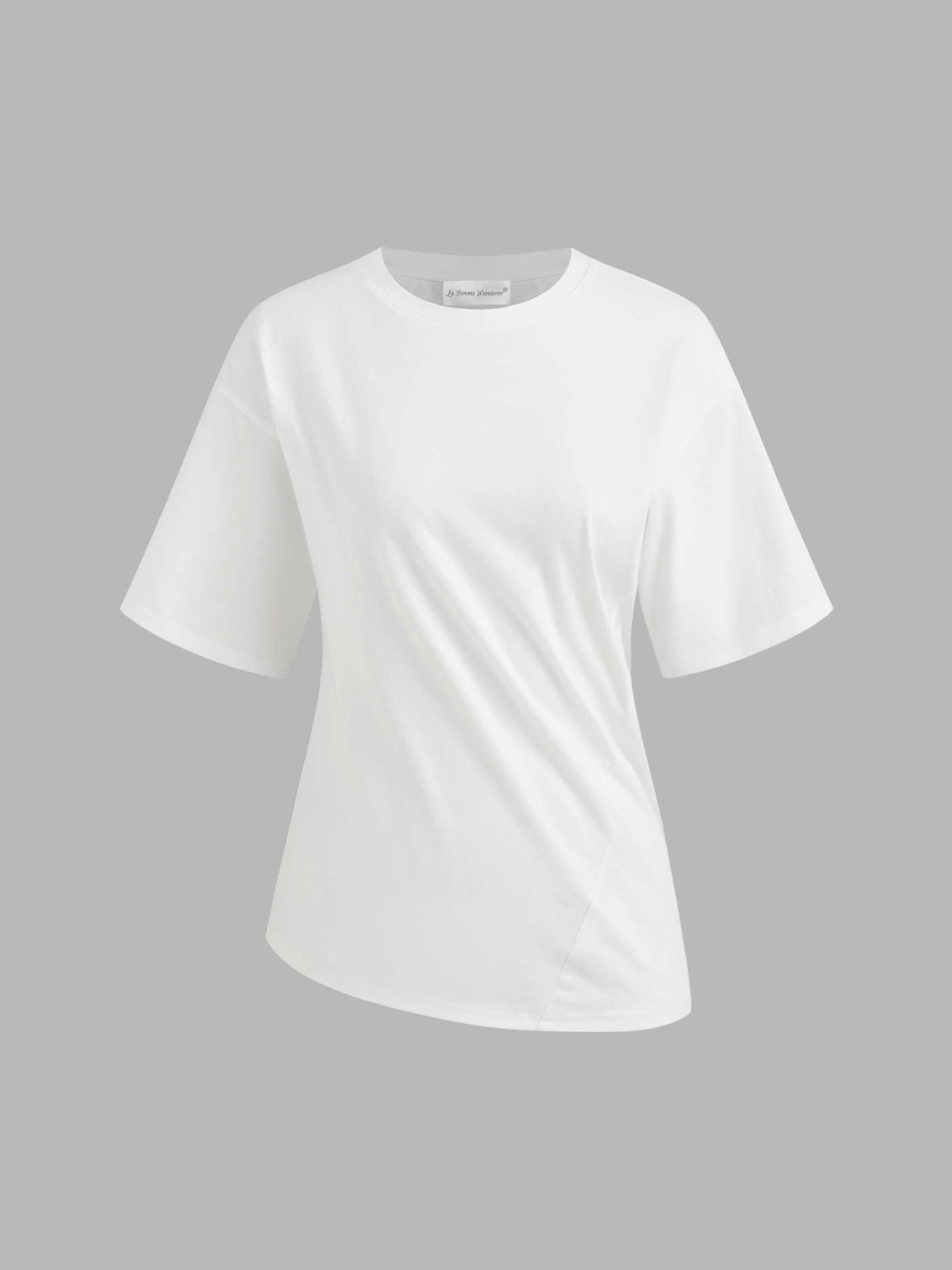 Smart Casual Cotton-blend Asymmetrical Hem Tee - LA FEMME WANDERER