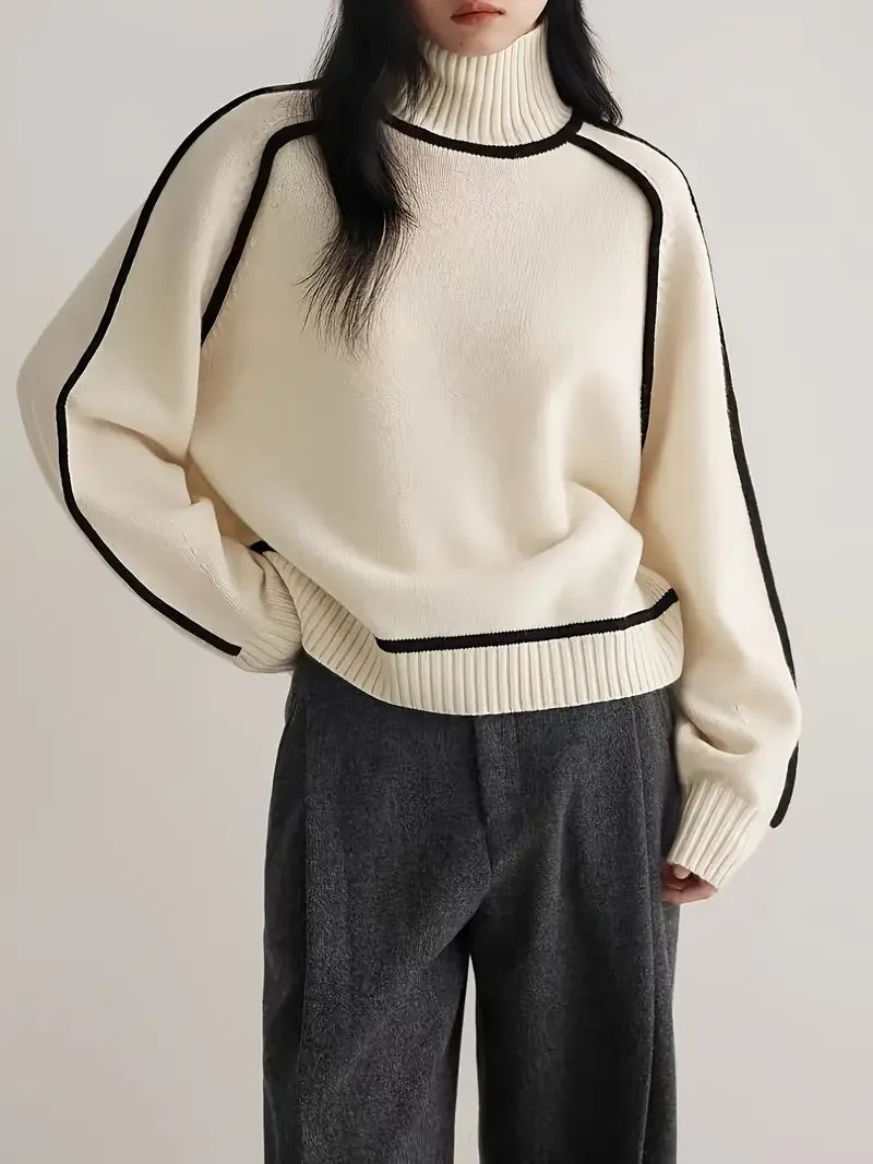 Half Turtleneck Casual Knitted Sweater - LA FEMME WANDERER