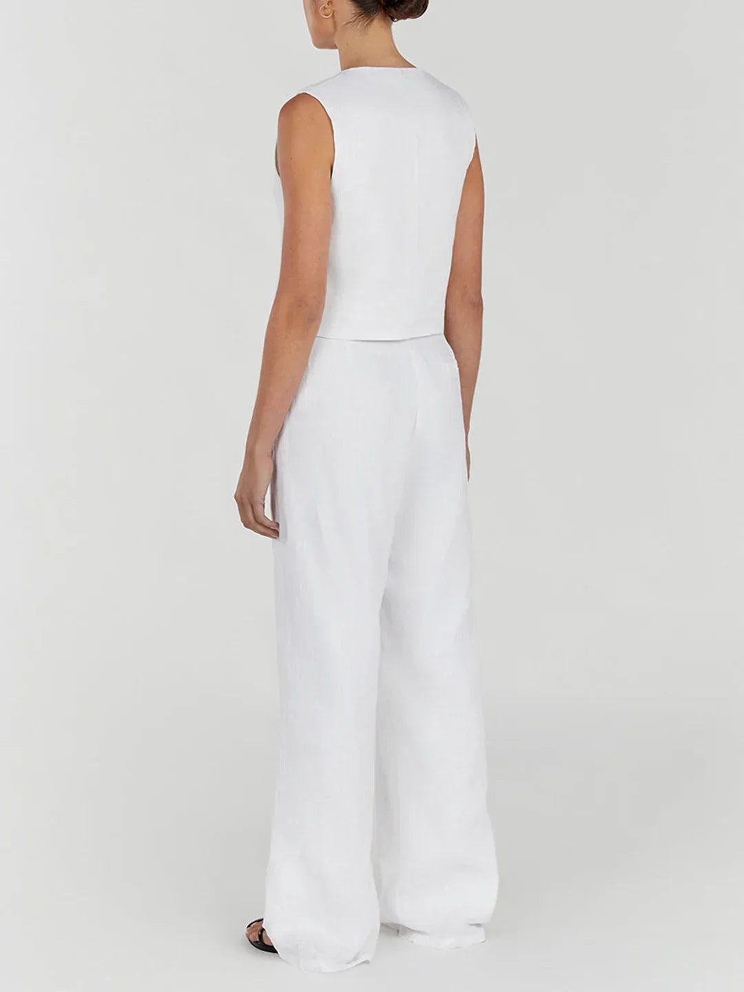 Linen Sleeveless Vest & Trousers Two-piece Set - LA FEMME WANDERER