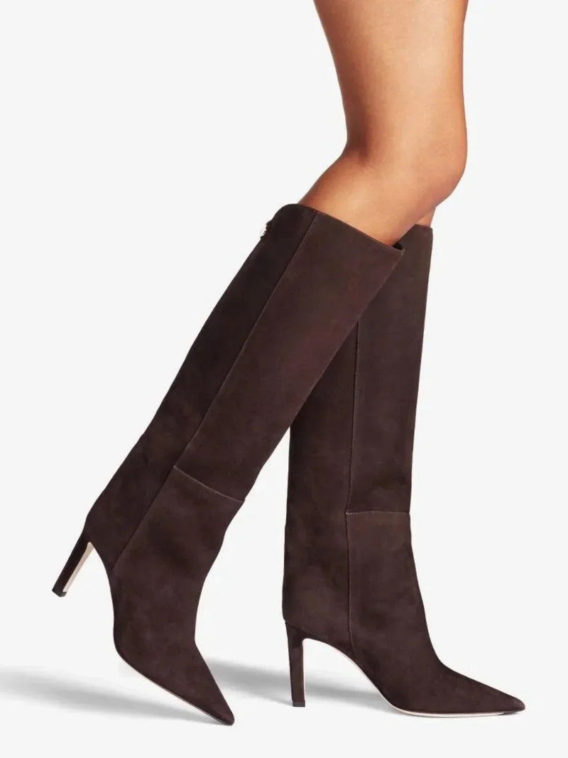 Spitz zulaufende Stiletto-Stiefel im europäischen Stil, Laufstegmode