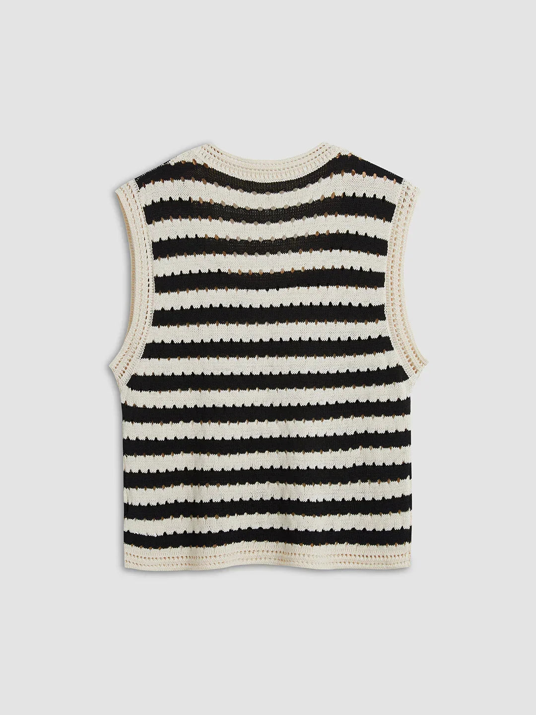 Classy Stripe Crochet Sweater Vest - LA FEMME WANDERER