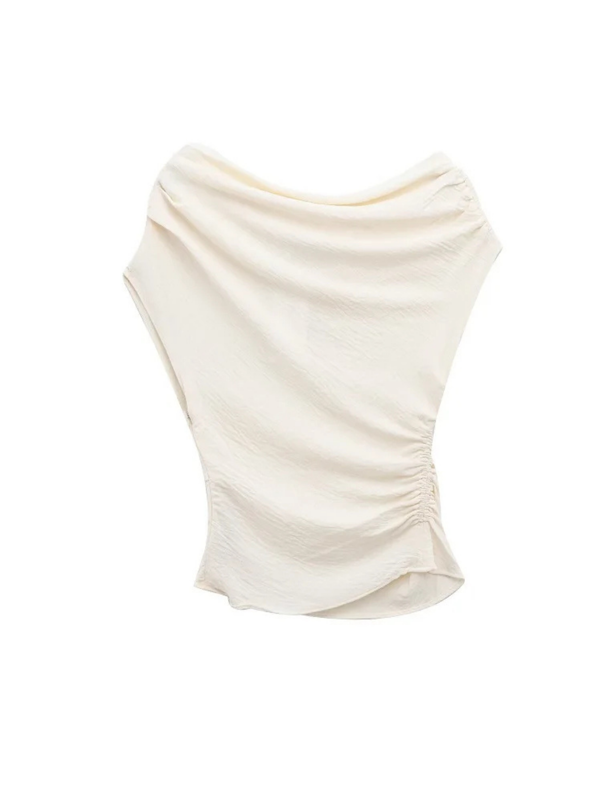 Ruched Crop Top Women Asymmetric Tank Off Shoulder Summer Beach Camisole Top Lightweight Wear