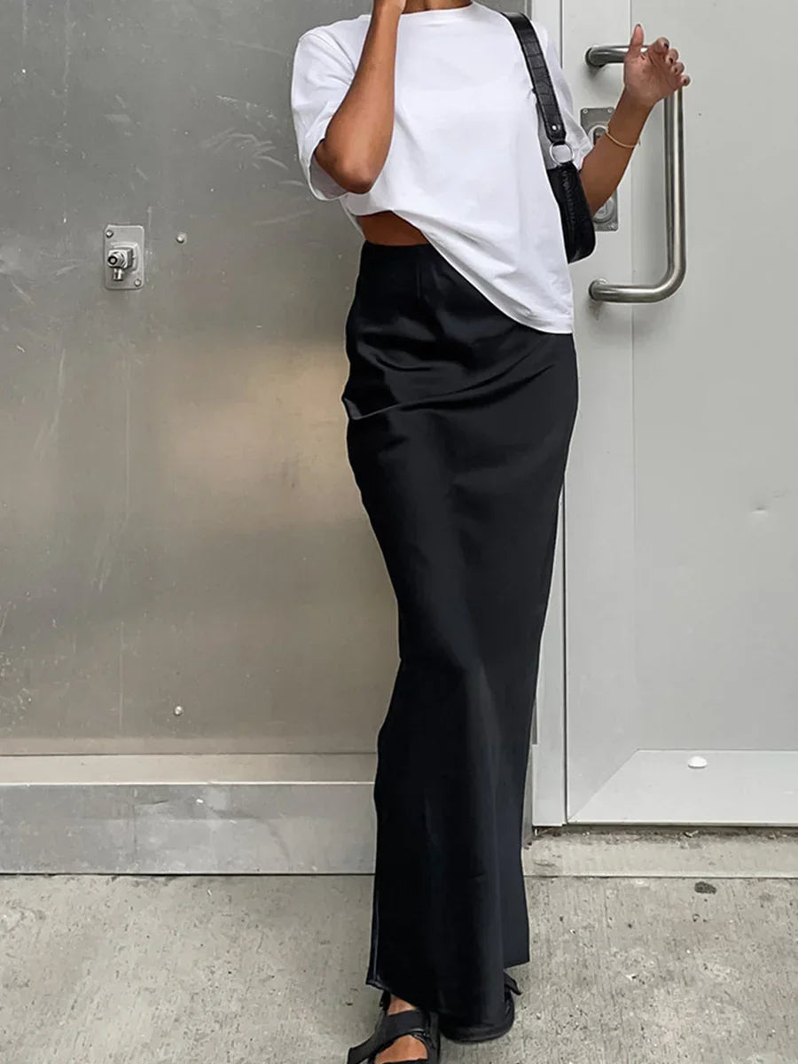 Utility Satin Maxi Skirt - LA FEMME WANDERER