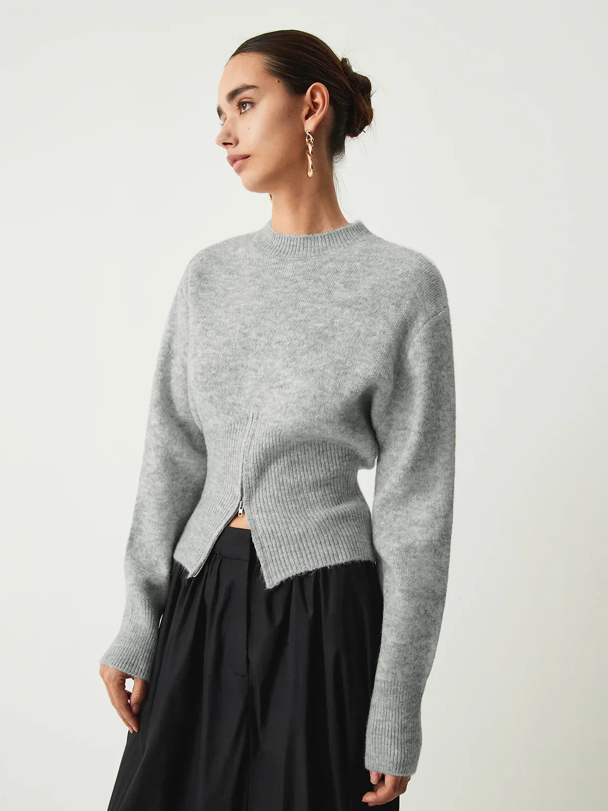 Half Zip Fuzzy Sweater - LA FEMME WANDERER