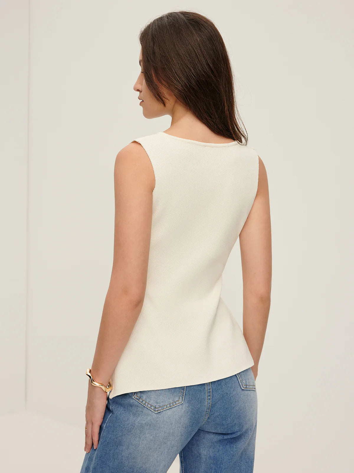 Button Down Split Sweater Vest - LA FEMME WANDERER