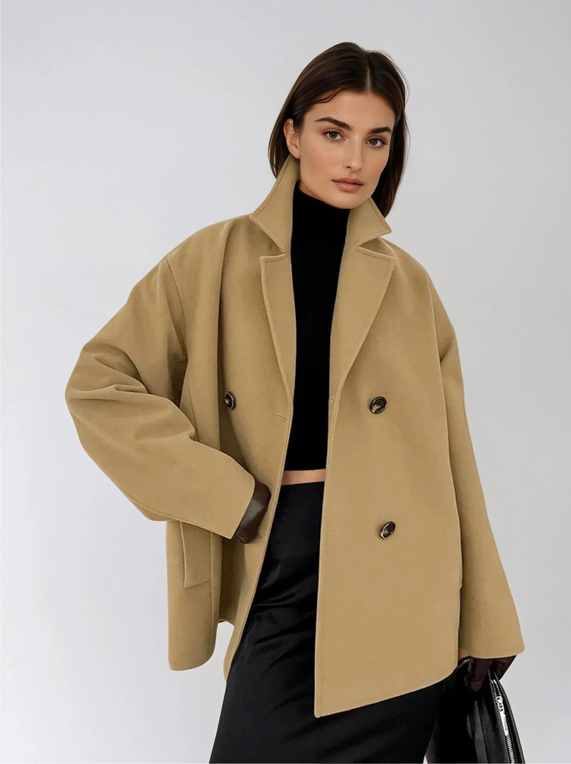 Lapel Warm Taupe Jacket - LA FEMME WANDERER