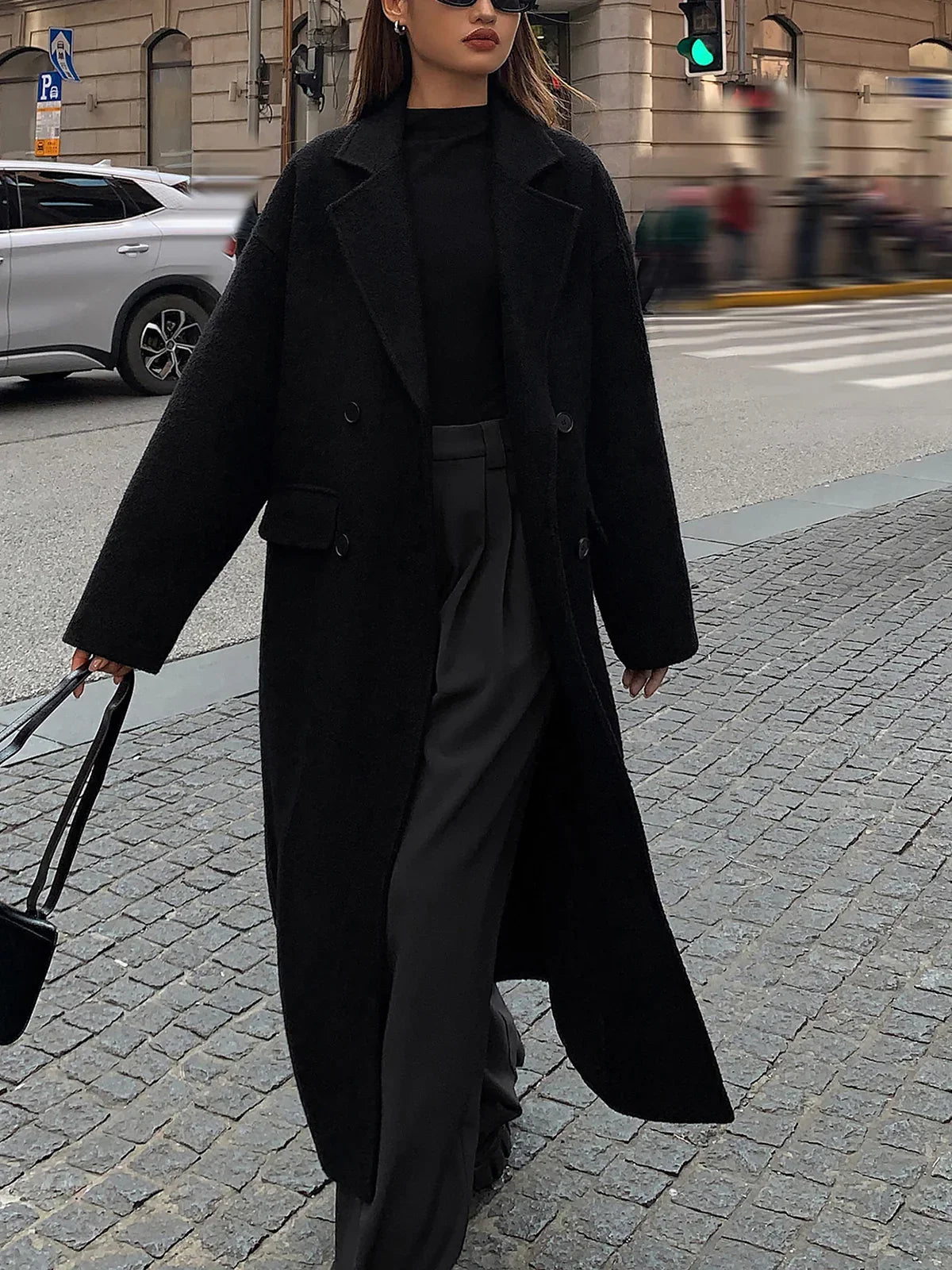 Wool-Blend Tweed Long Coat - LA FEMME WANDERER