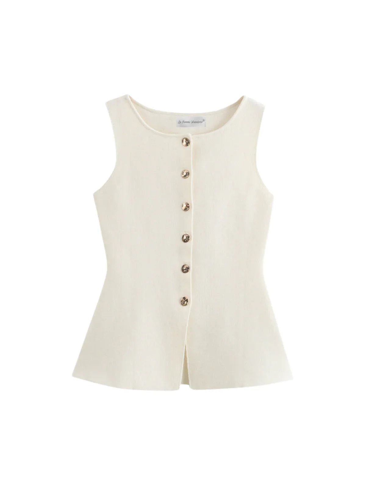 Sleeveless Square-Neck Buttoned Top With Split Hem - LA FEMME WANDERER