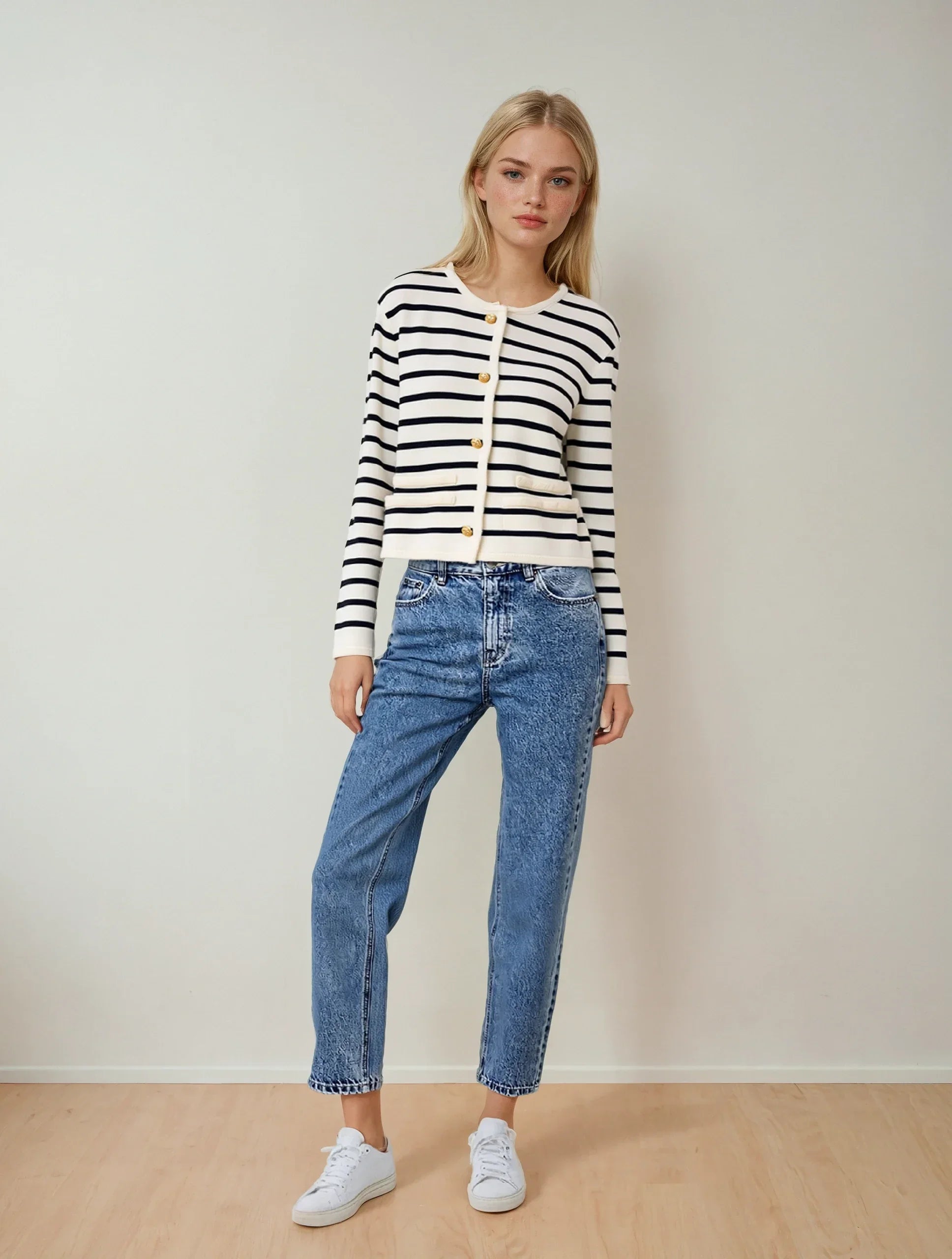 Striped Knitted Cardigan - LA FEMME WANDERER