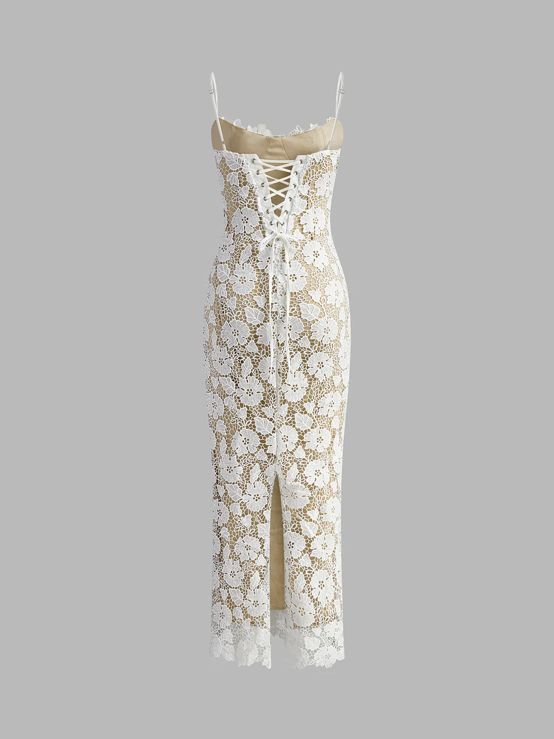 Semi-Sheer Double Layer Lace Cami Dress - LA FEMME WANDERER