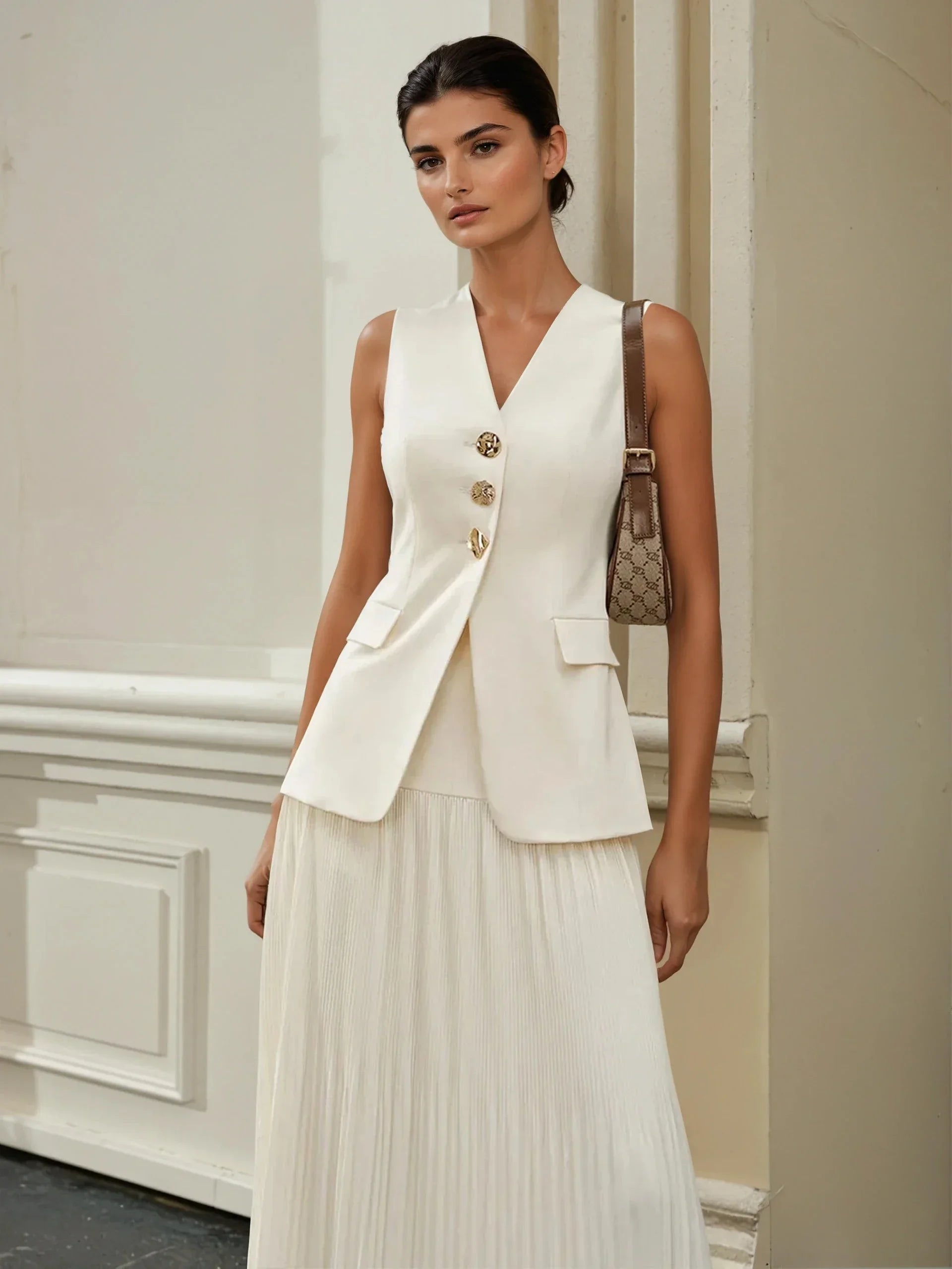 Elegant Style Mid-Waist Pleated Skirt - LA FEMME WANDERER