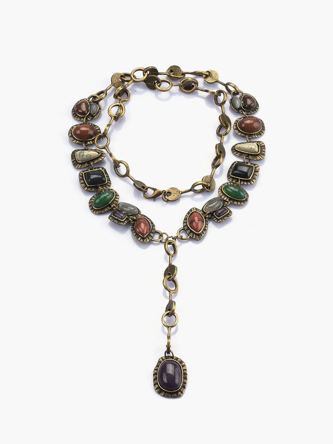 Boheme Geometrical Stones Pendant Necklace - LA FEMME WANDERER