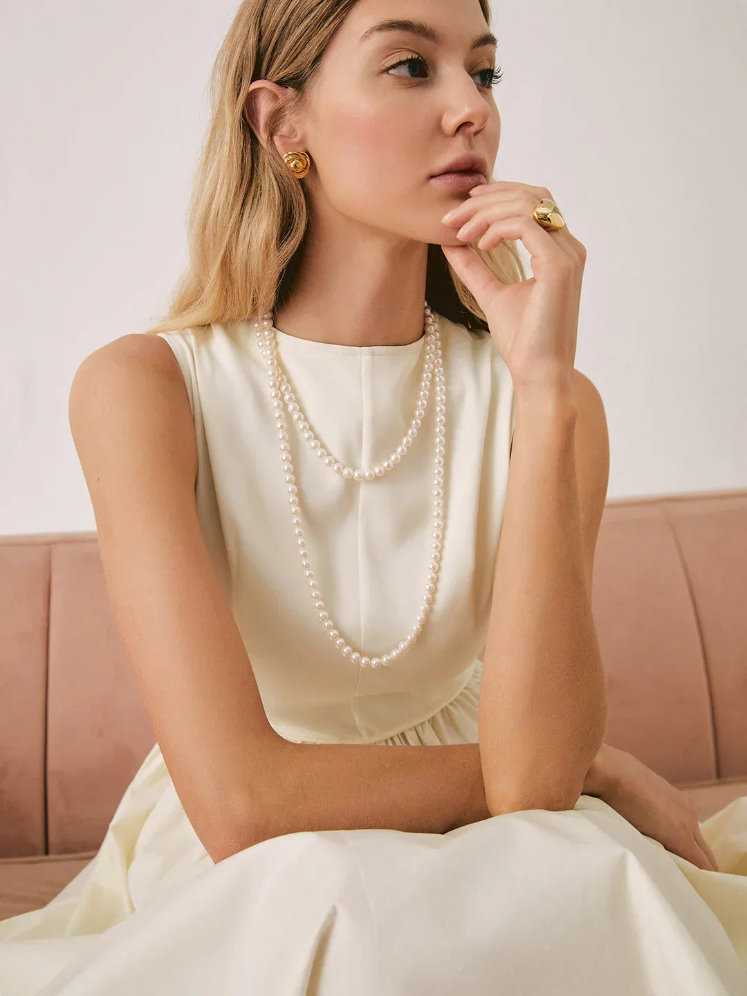 Always Chic Double Layered Pearl Necklace - LA FEMME WANDERER