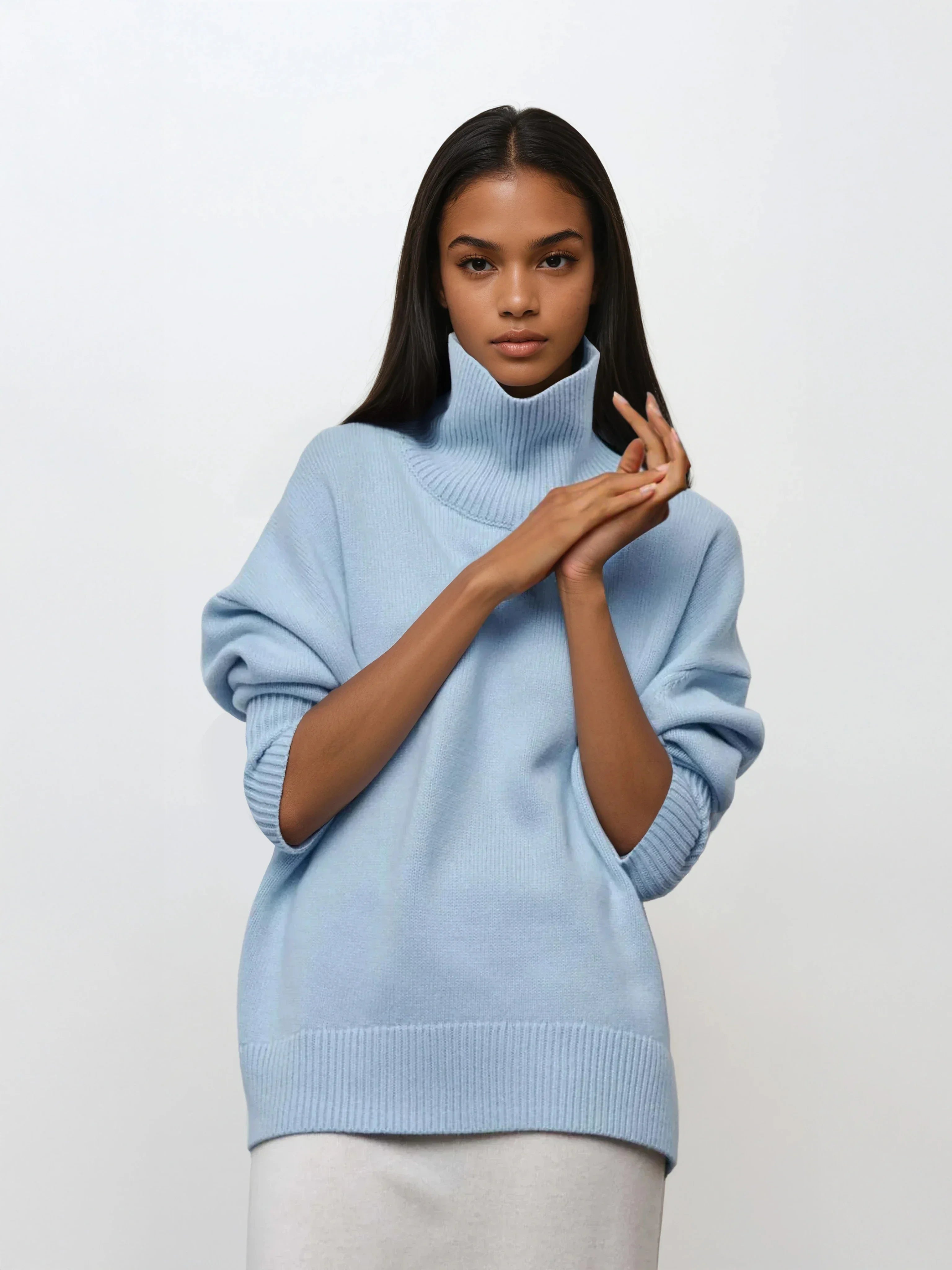 Always Chic Turtleneck Oversized Sweater - LA FEMME WANDERER