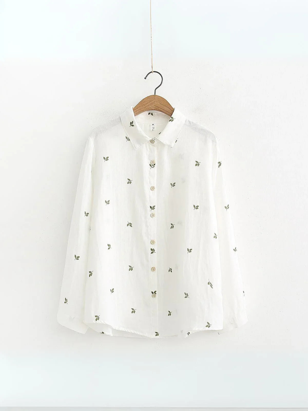 Leaves Printed Long-sleeved Shirt - LA FEMME WANDERER