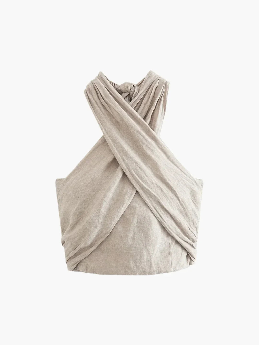 Linen Crisscross Halter Tank Top - LA FEMME WANDERER
