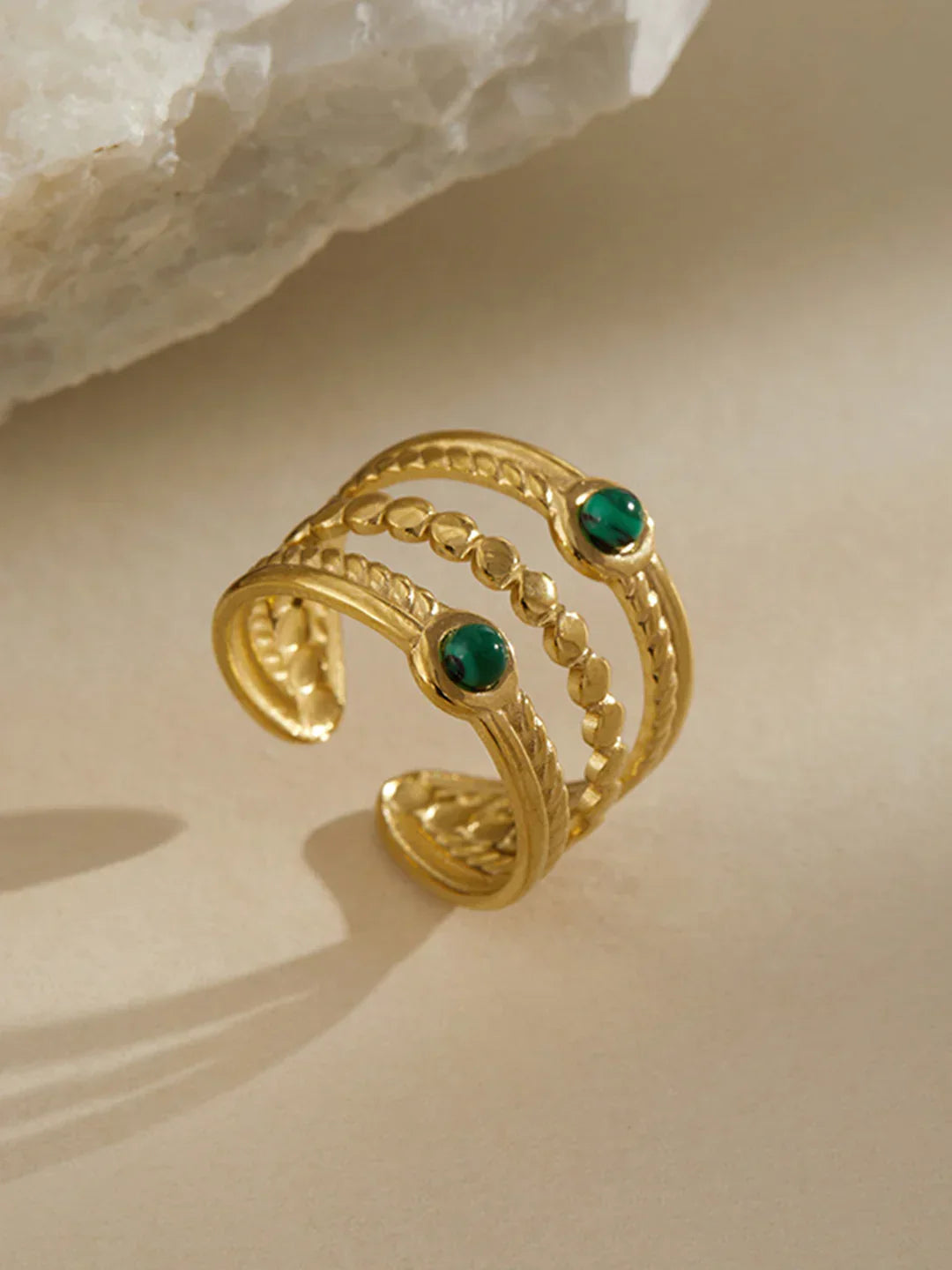 Luxe Layers Emerald Ring - LA FEMME WANDERER