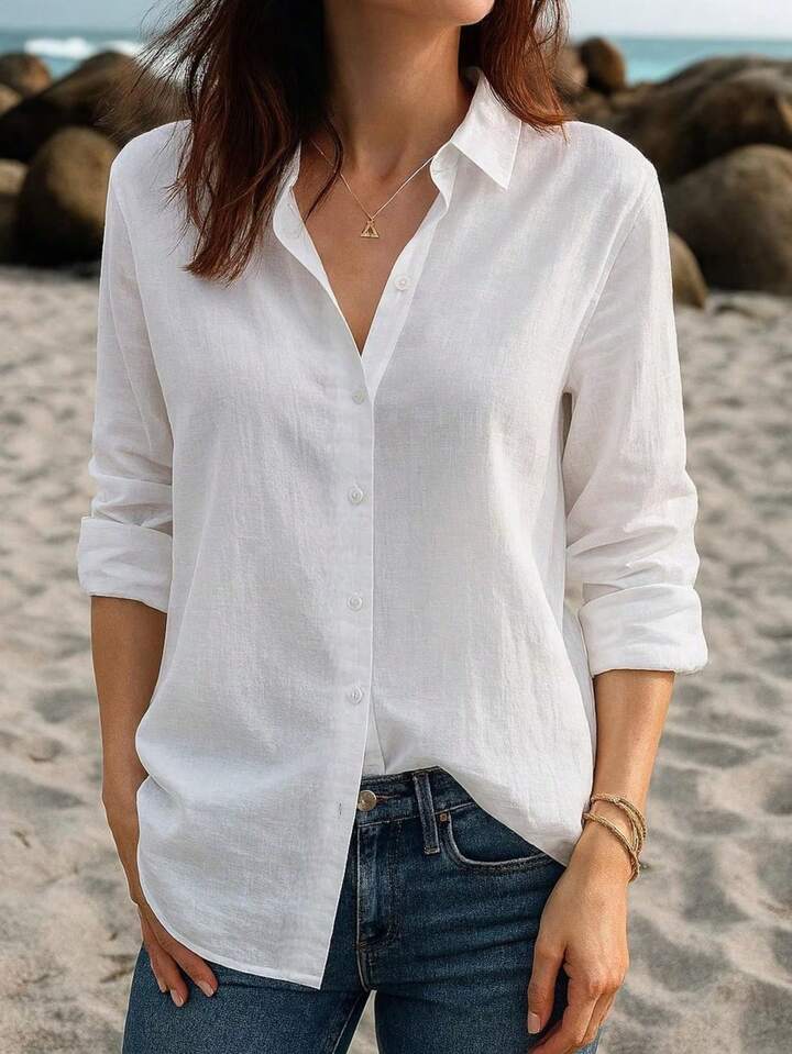 Classic Style Casual Button Down Long Sleeve Shirt