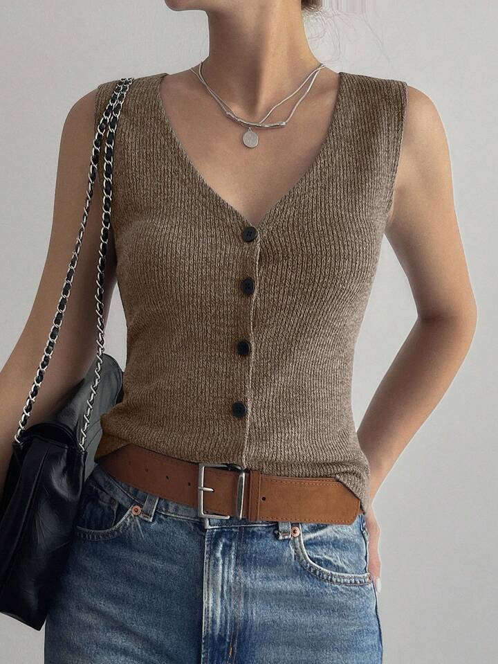 Everyday Chic V-Neck Sleeveless Knit Top