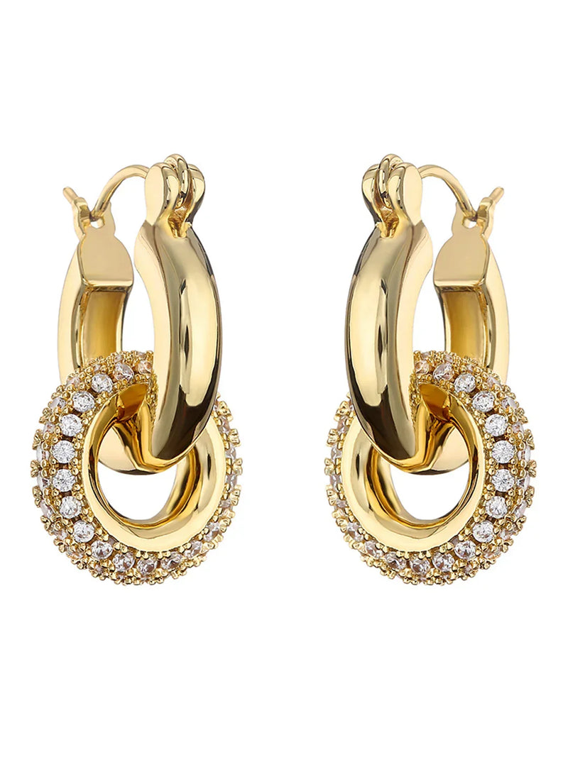 Retro Polished Double Hoop Earrings