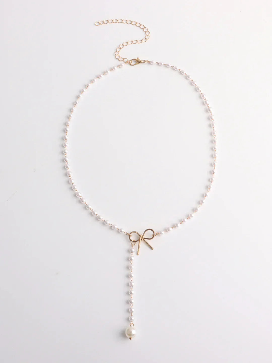 Elegant Bow and Pearl Pendant Necklace - LA FEMME WANDERER