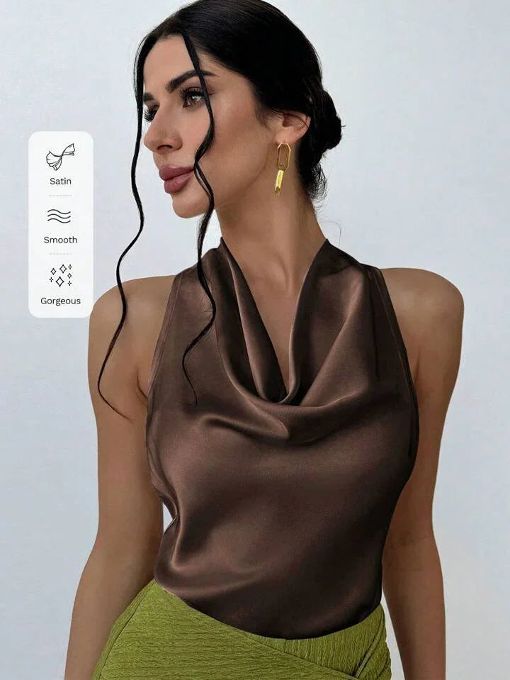 Always Elegant Halter Neck Backless Top - LA FEMME WANDERER