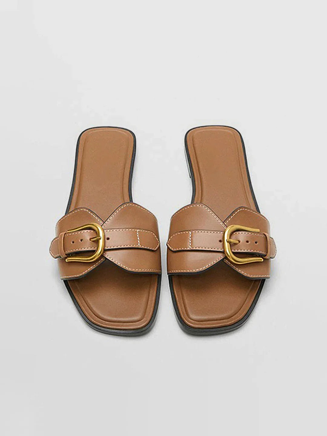 Always Chic Buckled Strap Slide Sandals - LA FEMME WANDERER