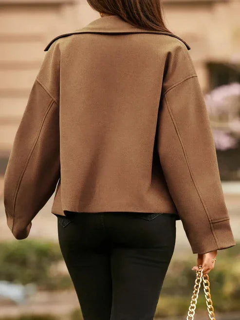 Women's Short Small Suit Long Sleeve Button Coat - LA FEMME WANDERER