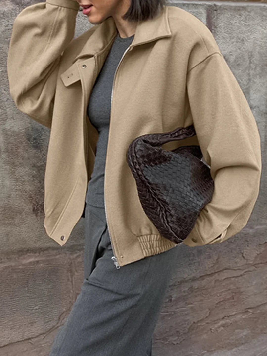 Leisure Plain Zip Polo Jacket - LA FEMME WANDERER