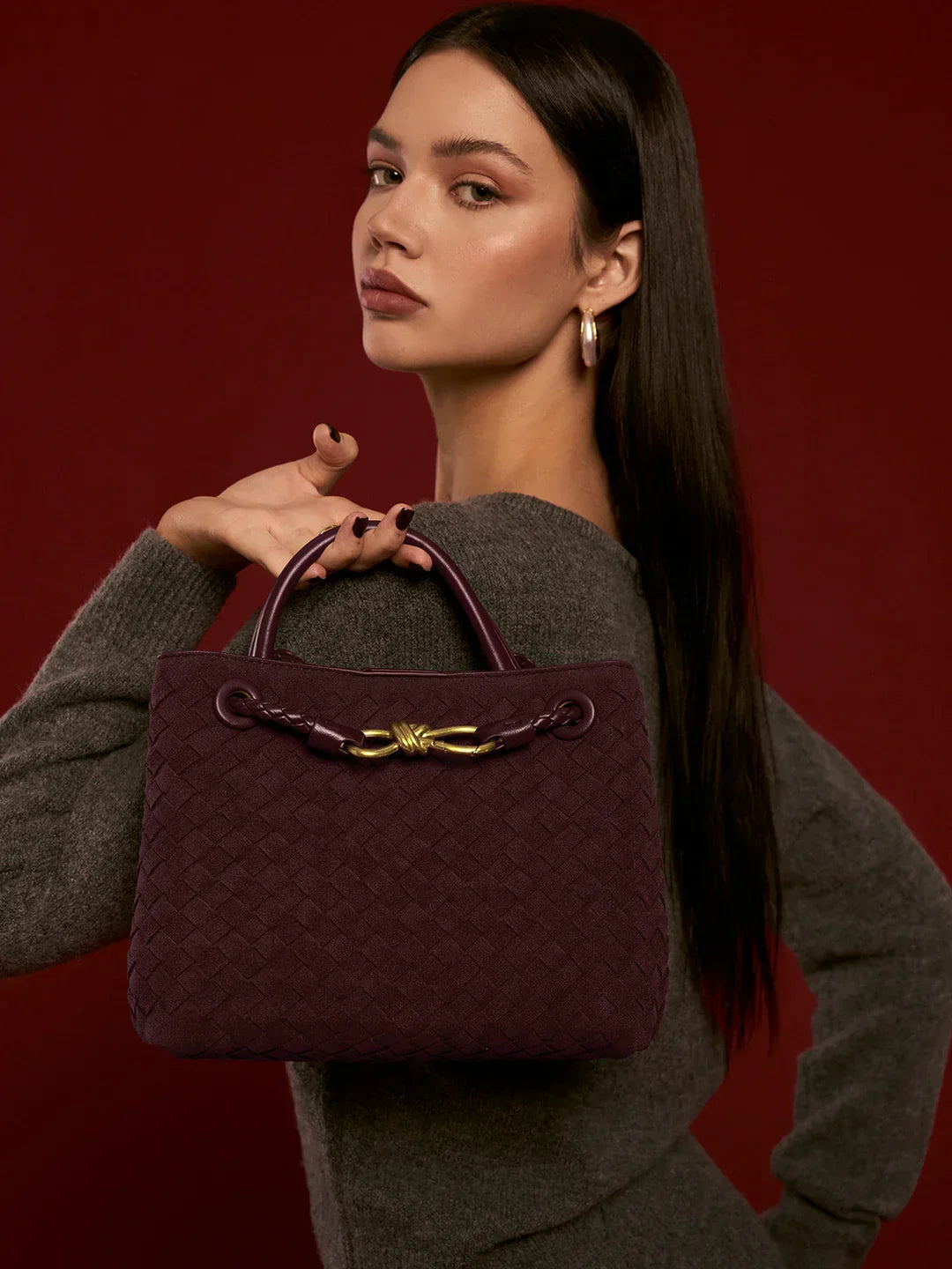 Always Chic Suede Woven Tote Bag - LA FEMME WANDERER