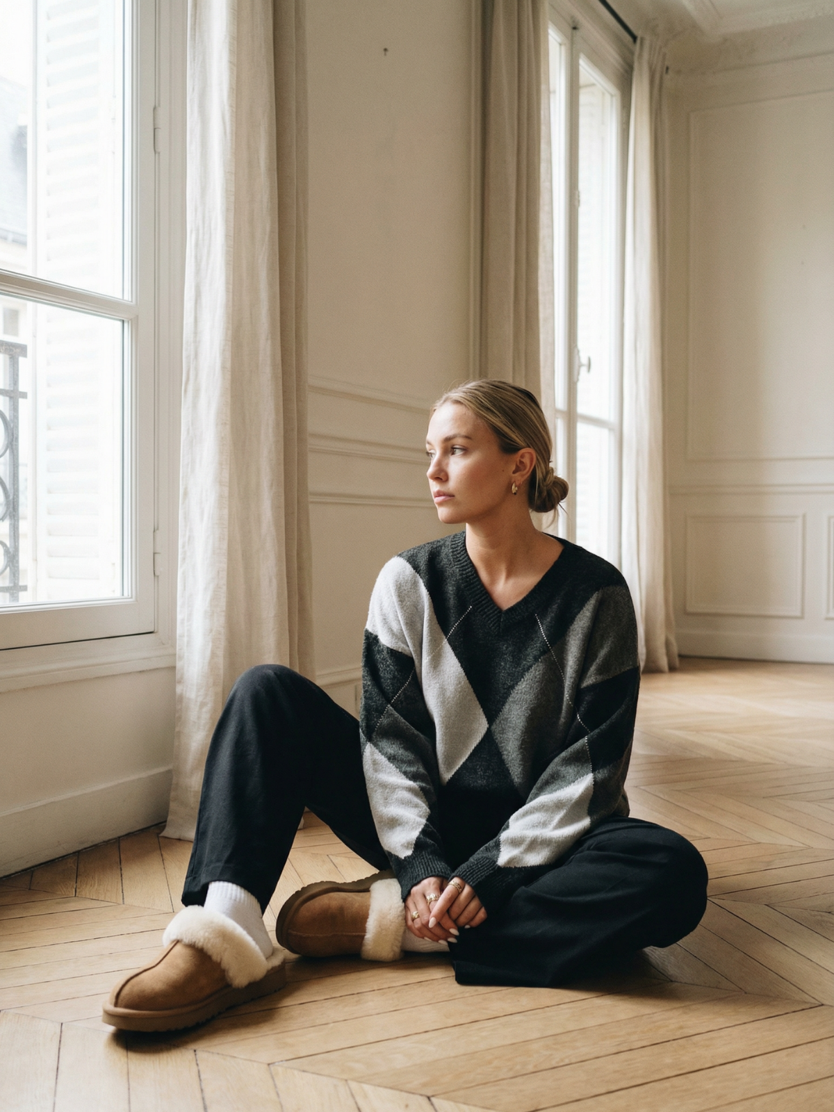 Strickpullover mit Diamantmuster und Farbblock-Design