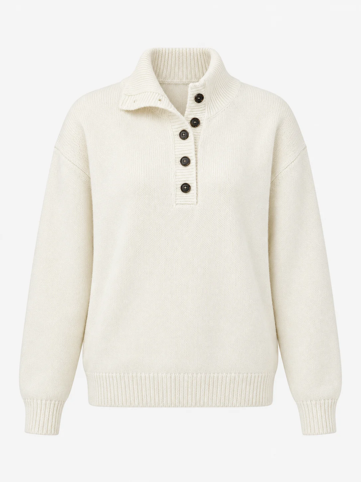 Cashmere Blend Button Collar Knit Sweater