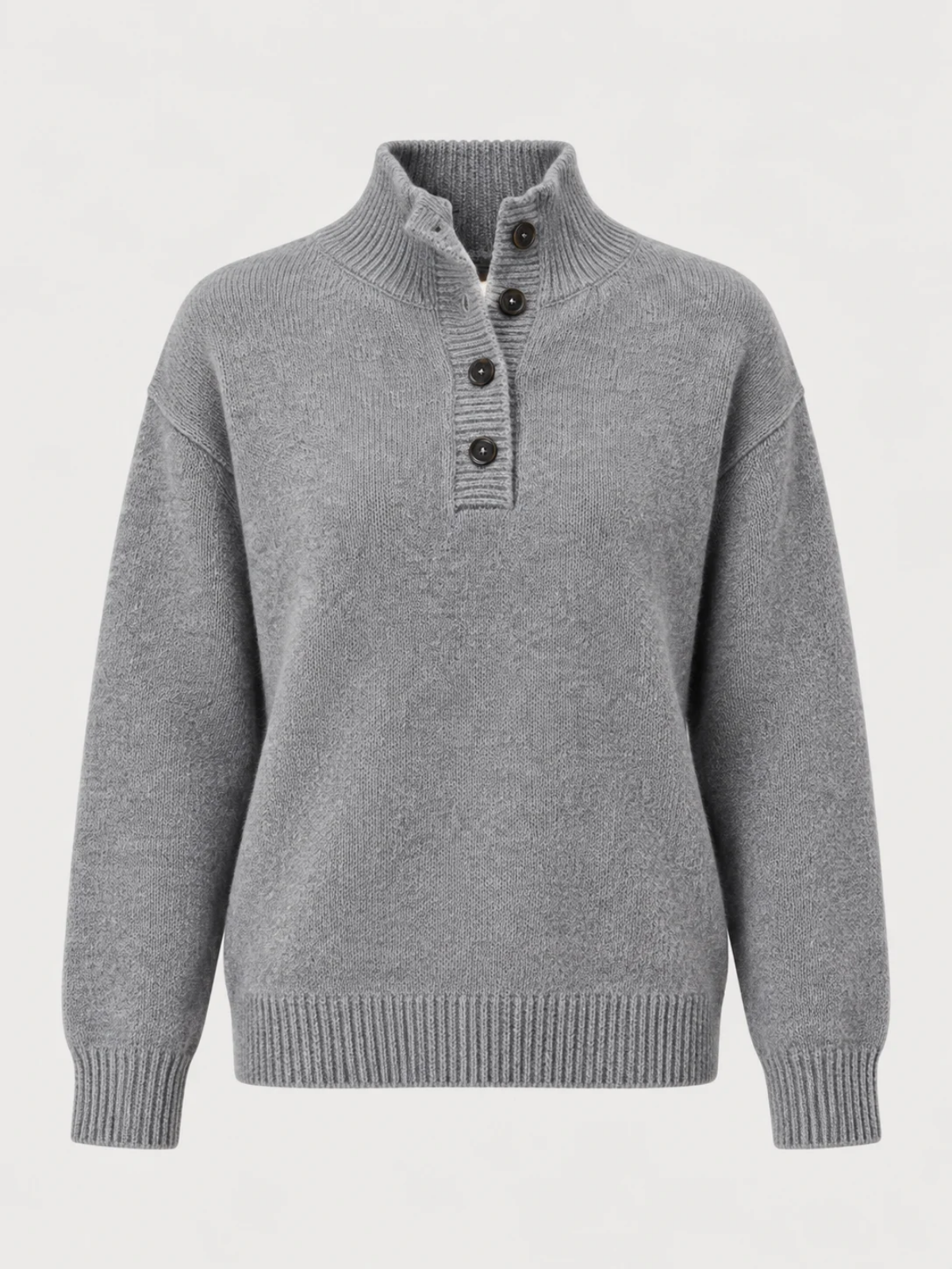 Cashmere Blend Button Collar Knit Sweater