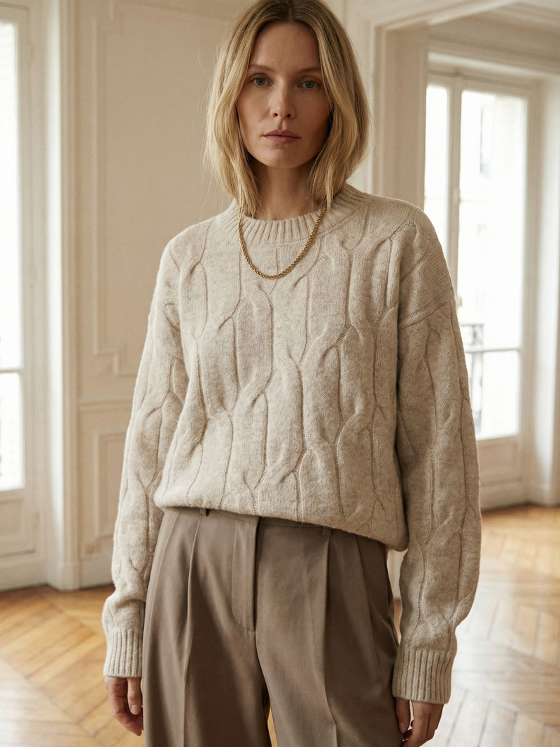 Gemütlicher Zopfstrickpullover