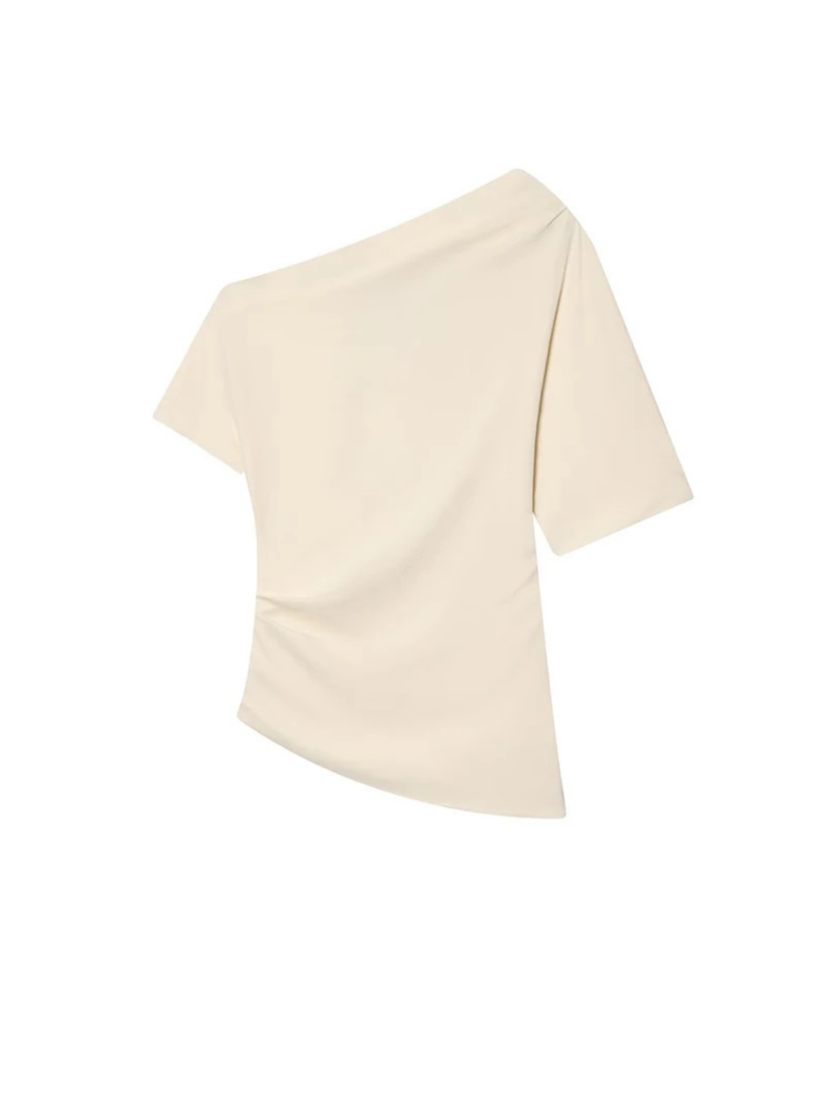 Ruched Asymmetric Solid Tee