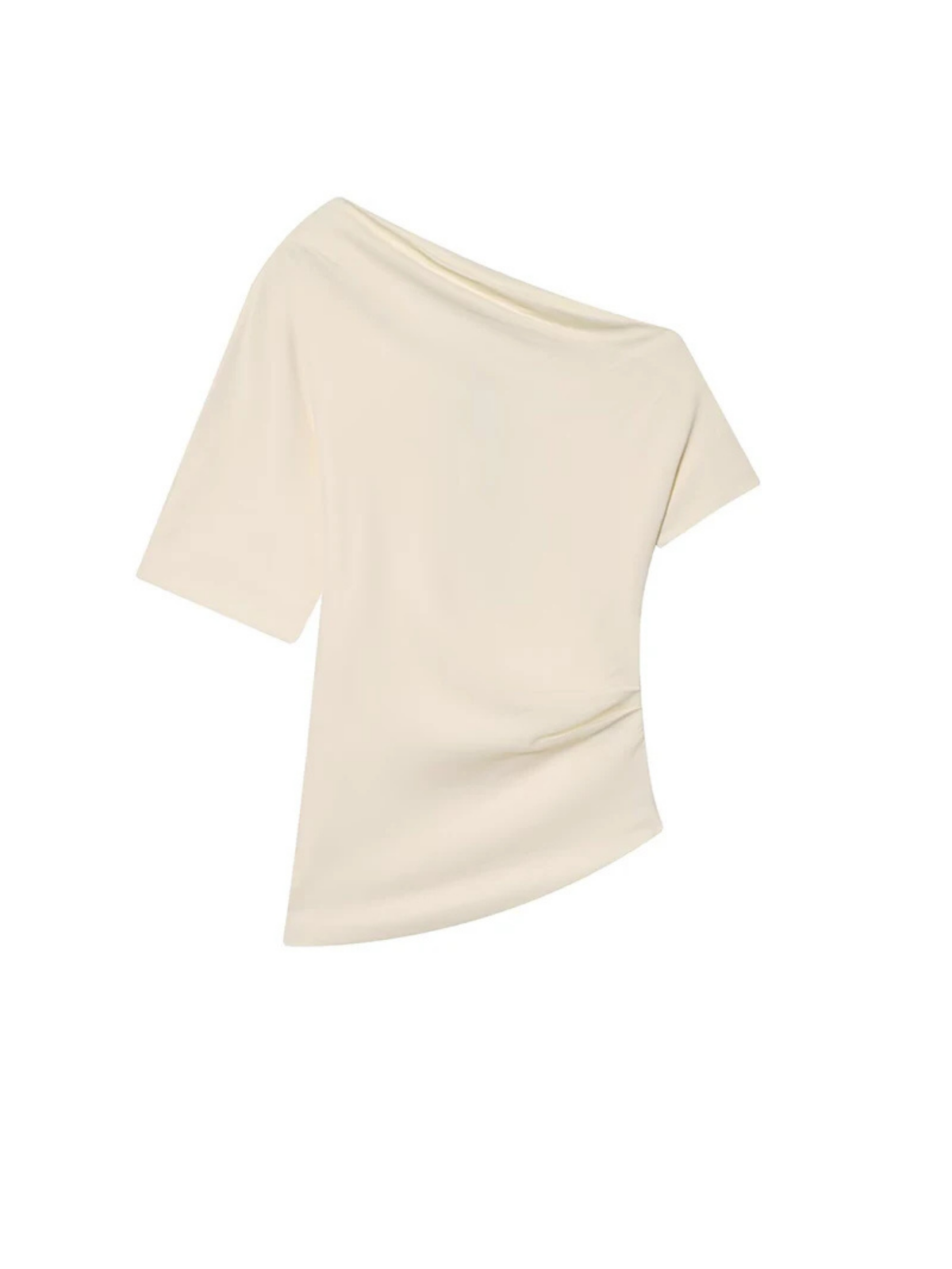 Ruched Asymmetric Solid Tee