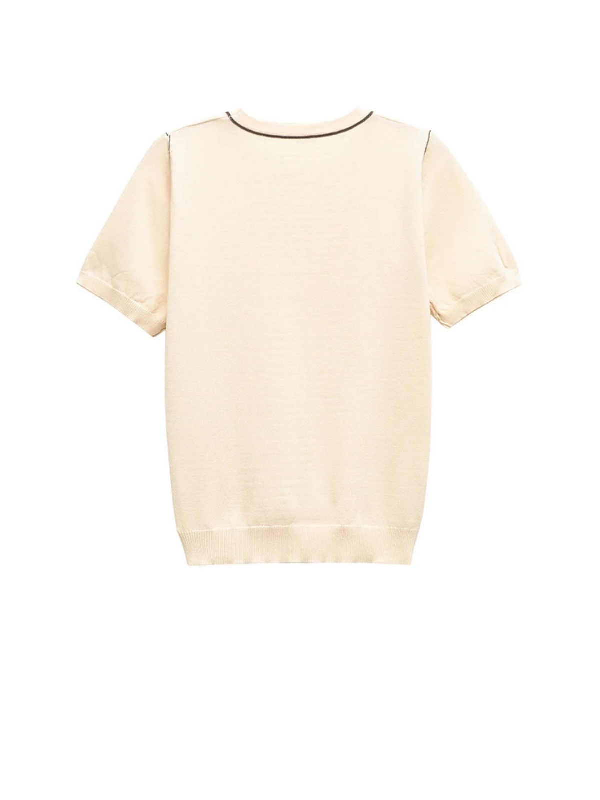 Contrasting Piping O Neck Knit Tee