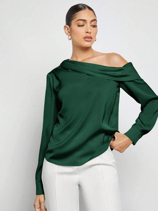 Elegante Satinbluse mit drapierter, gerüschter Silhouette
