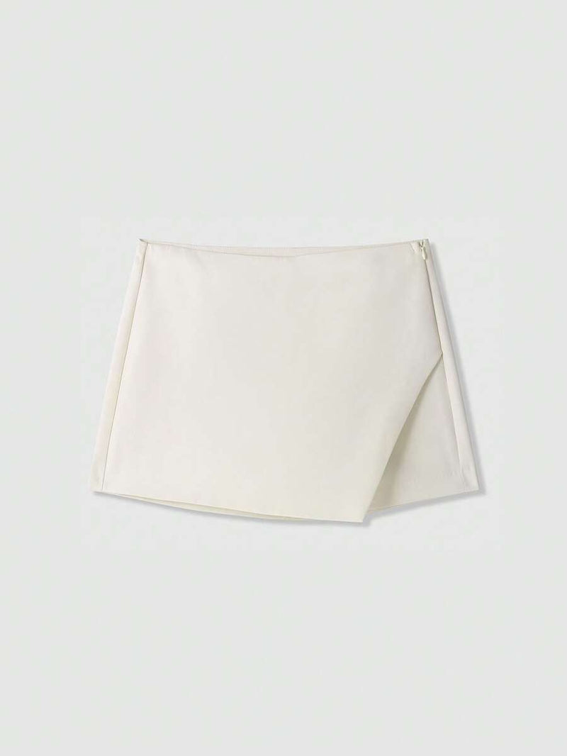 Asymmetric Skort For Casual Everyday Wear With Zipper Fly Faux Pockets And Travel Ready Comfort
